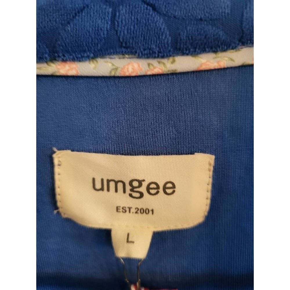 Umgee Blue Floral Textured V-Neck Top Relaxed Fit Daisy Pattern Large Boho - Picture 4 of 8